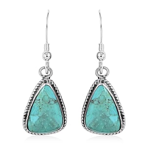 Santa Fe Style Turquoise Dangle Earrings in Sterling Silver 0.60 ctw