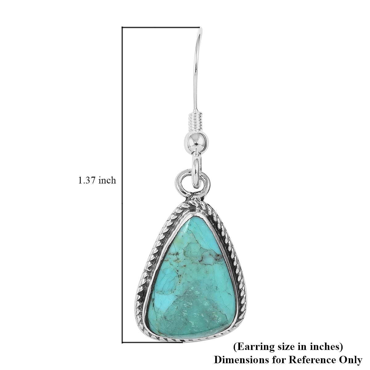 SANTA FE Style Spiny Turquoise Dangle Earrings in Sterling Silver 0.25 ctw image number 4