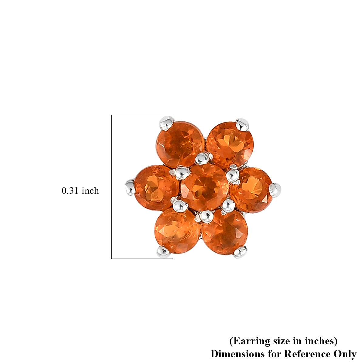 Jalisco Fire Opal Floral Earrings in Platinum Over Sterling Silver 0.65 ctw