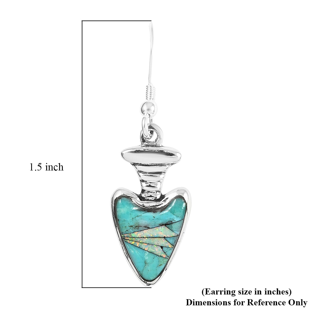 Santa Fe Style Turquoise and Lab Created Opal Dangle Earrings in Sterling Silver 0.40 ctw