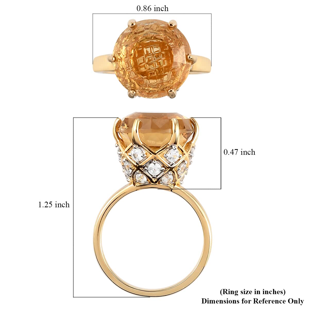 Cadbury Fancy Cut Brazilian Citrine and Natural White Zircon Cocktail Ring in Vermeil YG Over Sterling Silver (Size 7.0) 10.00 ctw image number 5