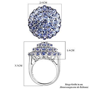 Tanzanite 6.18 ctw Cluster Ring in Platinum Over Sterling Silver (Size 10)