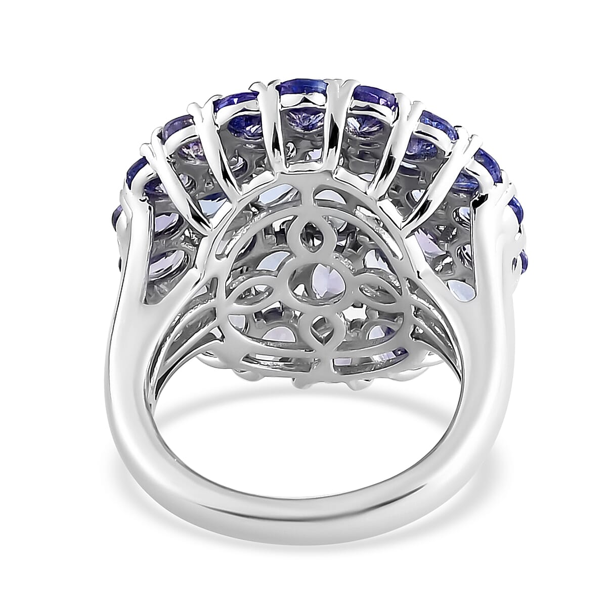 Tanzanite 6.18 ctw Cluster Ring in Platinum Over Sterling Silver (Size 11.5)