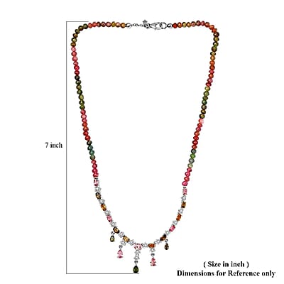 GP Italian Garden Collection Multi-Tourmaline Necklace ,Multi Gemstone Necklace ,Platinum Over Sterling Silver Necklace , 18 Inch Necklace 56.85 ctw