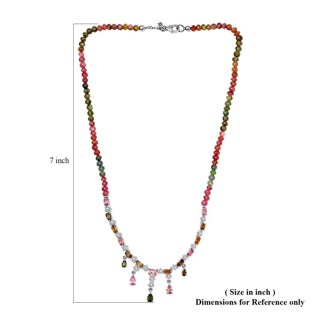 GP Italian Garden Collection Multi-Tourmaline Necklace ,Multi Gemstone Necklace ,Platinum Over Sterling Silver Necklace , 18 Inch Necklace 56.85 ctw image number 6