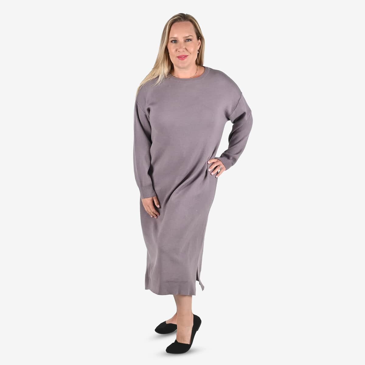 Tamsy Lilac Knit Tunic Sweater L image number 0