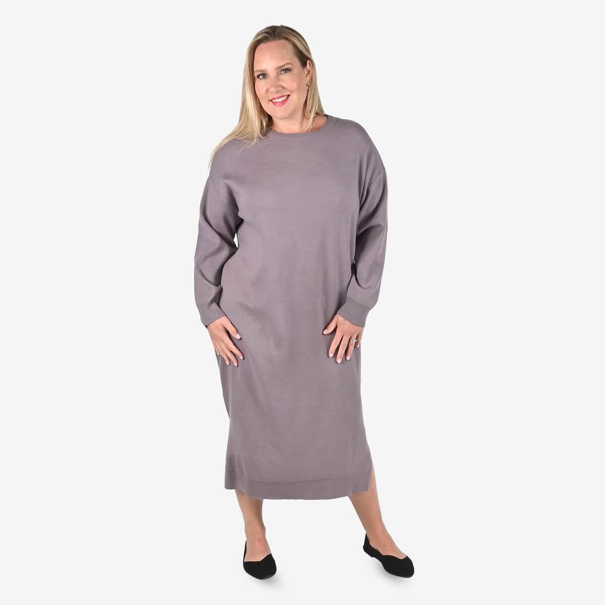 Tamsy Lilac Knit Tunic Sweater L image number 3