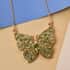 Arizona Peridot and Natural White Zircon Butterfly Necklace 18 Inches in Vermeil YG Over Sterling Silver 9.10 ctw image number 1