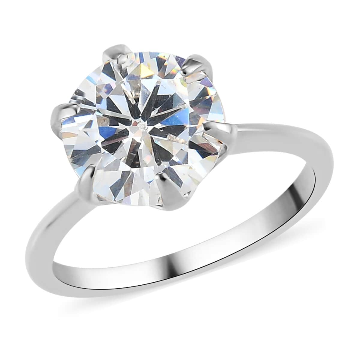 Strontium Titanate Solitaire Ring in Platinum Over Sterling Silver (Size 10.0) 4.25 ctw image number 0