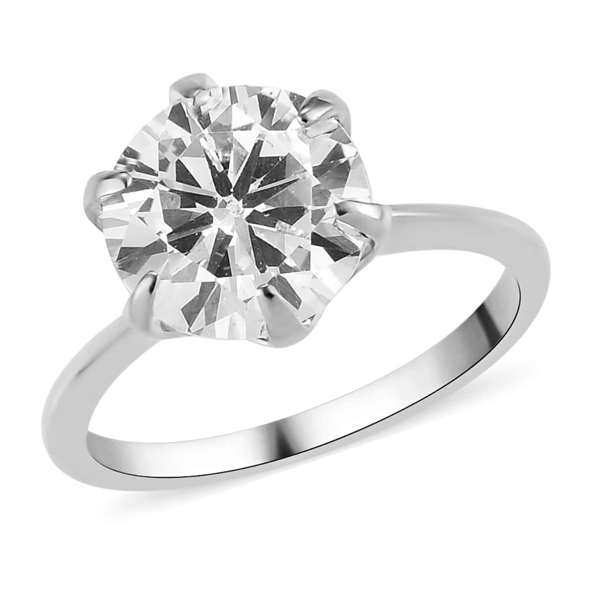 Strontium Titanate Solitaire Ring in Platinum Over Sterling Silver (Size 6.0) 4.25 ctw image number 0