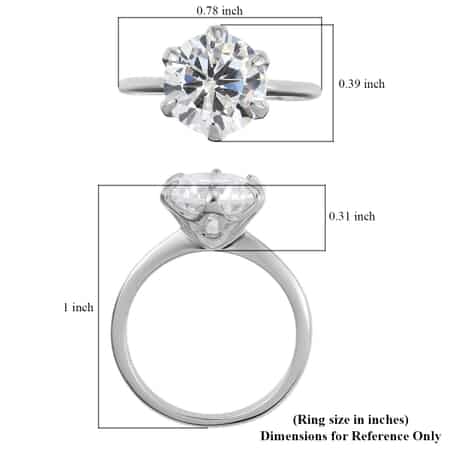 Strontium Titanate Solitaire Ring in Platinum Over Sterling Silver (Size 7.0) 4.25 ctw image number 5
