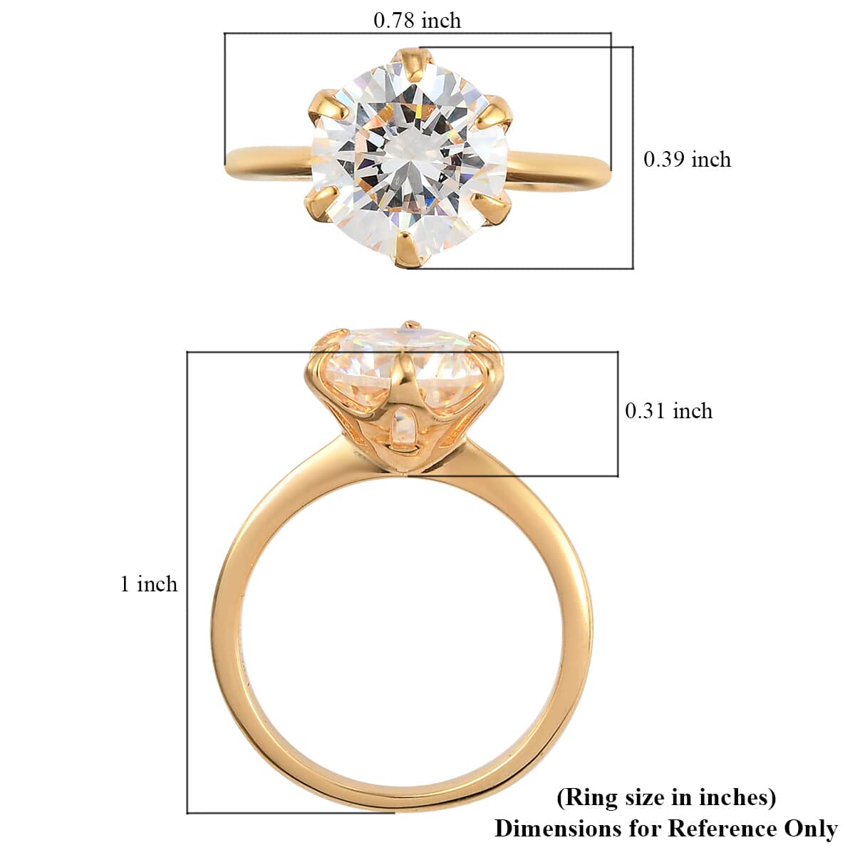Strontium Titanate Solitaire Ring in Vermeil Yellow Gold Over Sterling Silver (Size 7.0) 4.25 image number 5