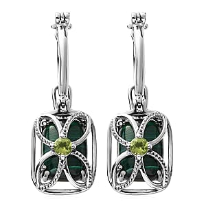 African Malachite, Peridot Multi Wear Earrings in Stainless Steel 17.40 ctw | Tarnish-Free, Waterproof, Sweat Proof Jewelry