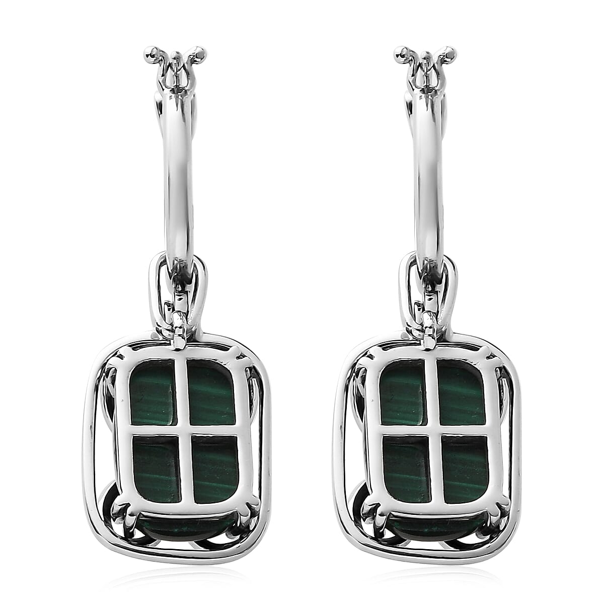 African Malachite, Peridot Multi Wear Earrings in Stainless Steel 17.40 ctw | Tarnish-Free, Waterproof, Sweat Proof Jewelry image number 3