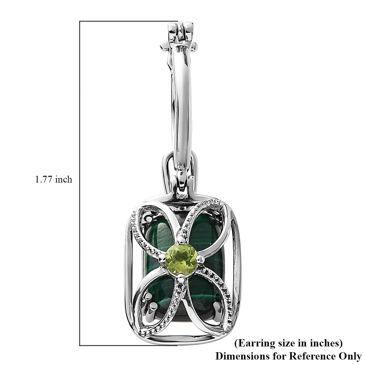 African Malachite, Peridot Multi Wear Earrings in Stainless Steel 17.40 ctw | Tarnish-Free, Waterproof, Sweat Proof Jewelry