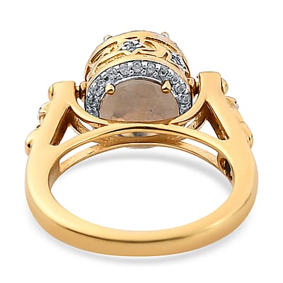 GP CELESTIAL DREAM COLLECTION Kuisa Rainbow Moonstone and Multi Gemstone Ring in Vermeil Yellow Gold Over Sterling Silver (Size 6.0) 2.85 ctw
