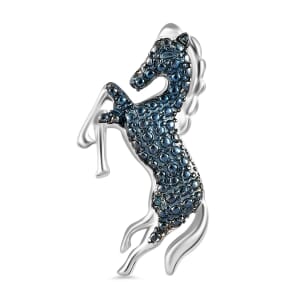 Blue Diamond Accent Horse Pendant without Chain in Platinum Over Sterling Silver