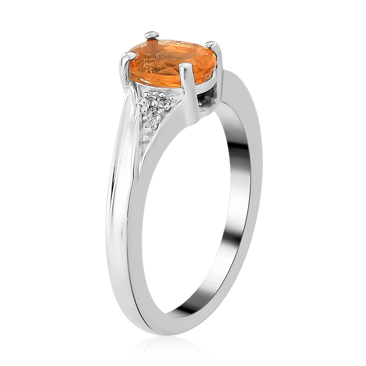 Jalisco Fire Opal and Natural White Zircon Ring in Sterling Silver (Size 6.0) 0.65 ctw image number 3