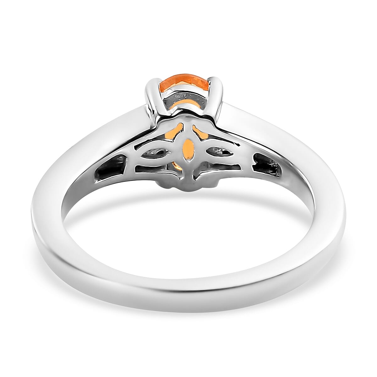 Jalisco Fire Opal and Natural White Zircon Ring in Sterling Silver (Size 6.0) 0.65 ctw image number 4