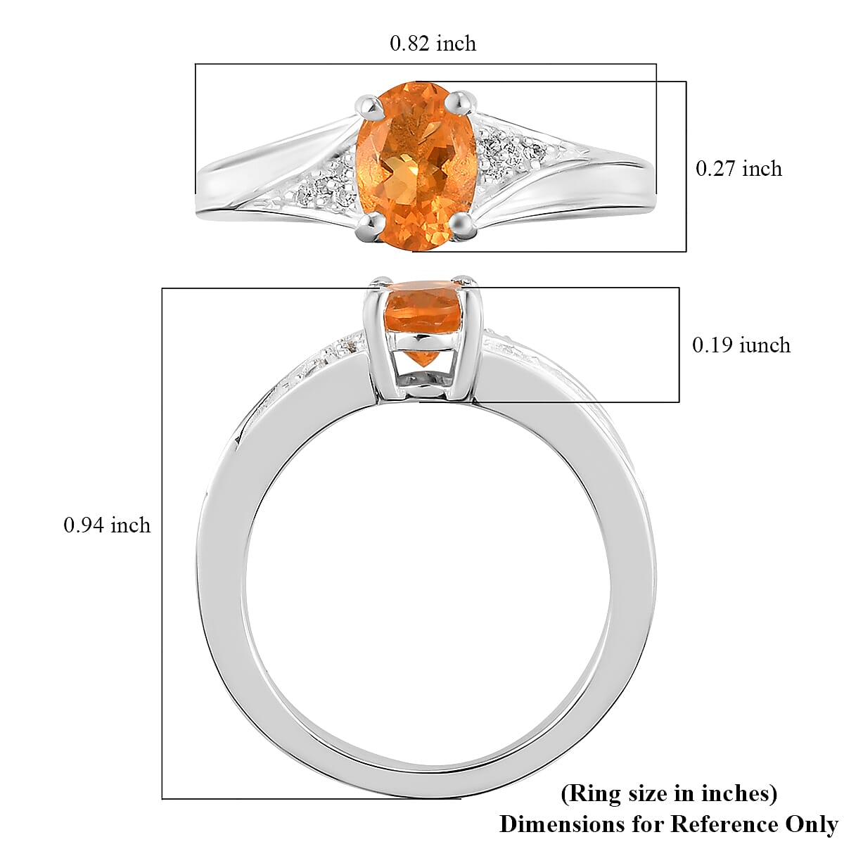 Jalisco Fire Opal and Natural White Zircon Ring in Sterling Silver (Size 9.0) 0.65 ctw image number 5