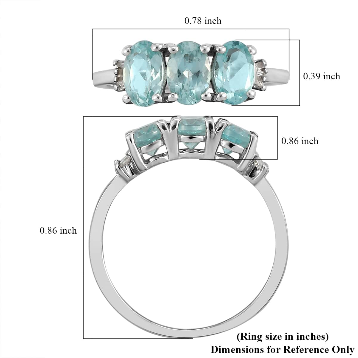 Green Apatite and Diamond Accent Trilogy Ring in Platinum Over Sterling Silver (Size 9.0) 1.50 ctw image number 5
