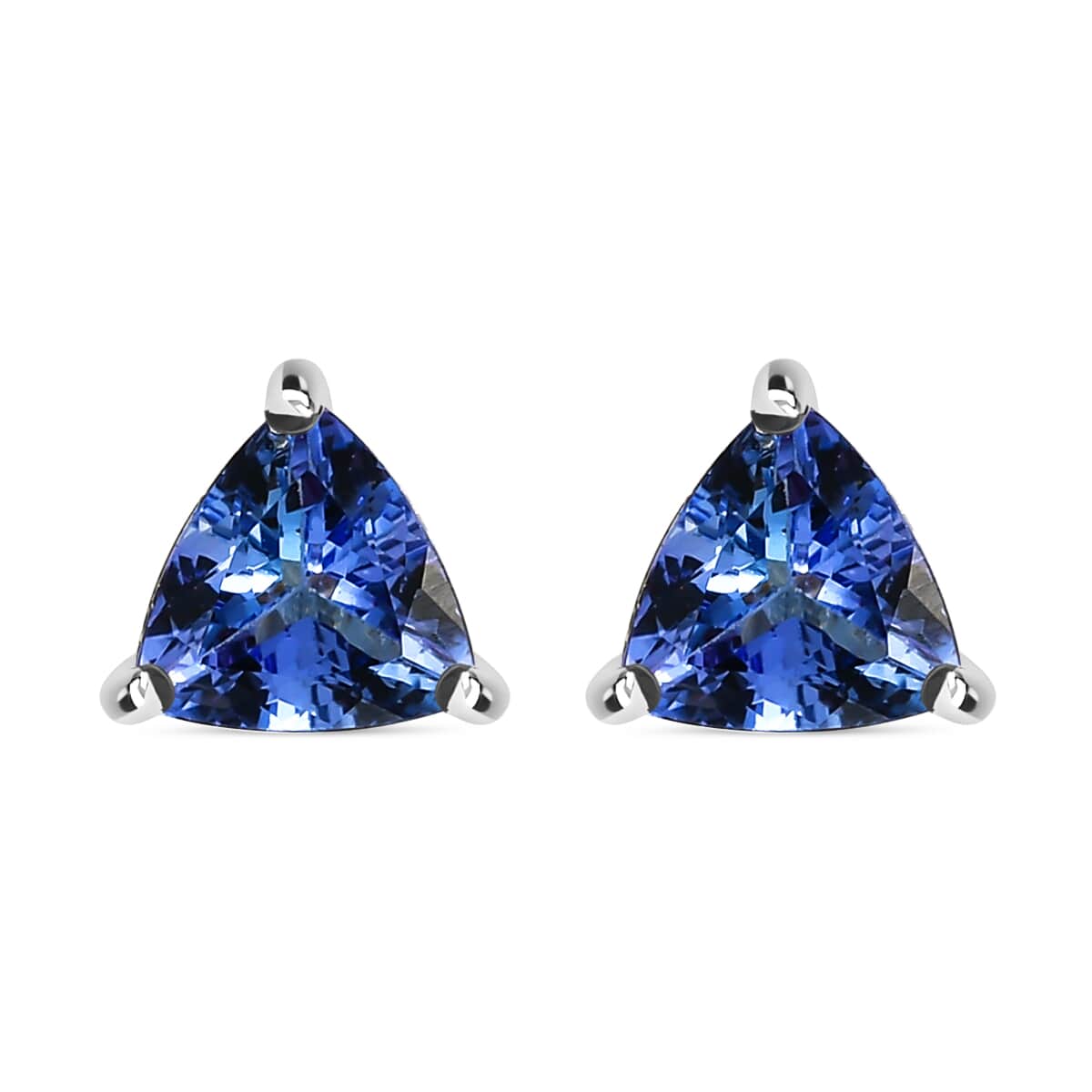 Tanzanite Solitaire Stud Earrings in Platinum Over Sterling Silver 1.60 ctw image number 0