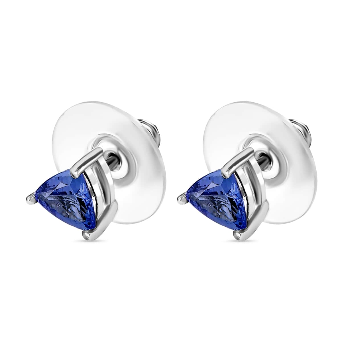 Tanzanite Solitaire Stud Earrings in Platinum Over Sterling Silver 1.60 ctw image number 3