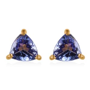 Tanzanite Solitaire Stud Earrings in Vermeil Yellow Gold Over Sterling Silver 1.40 ctw