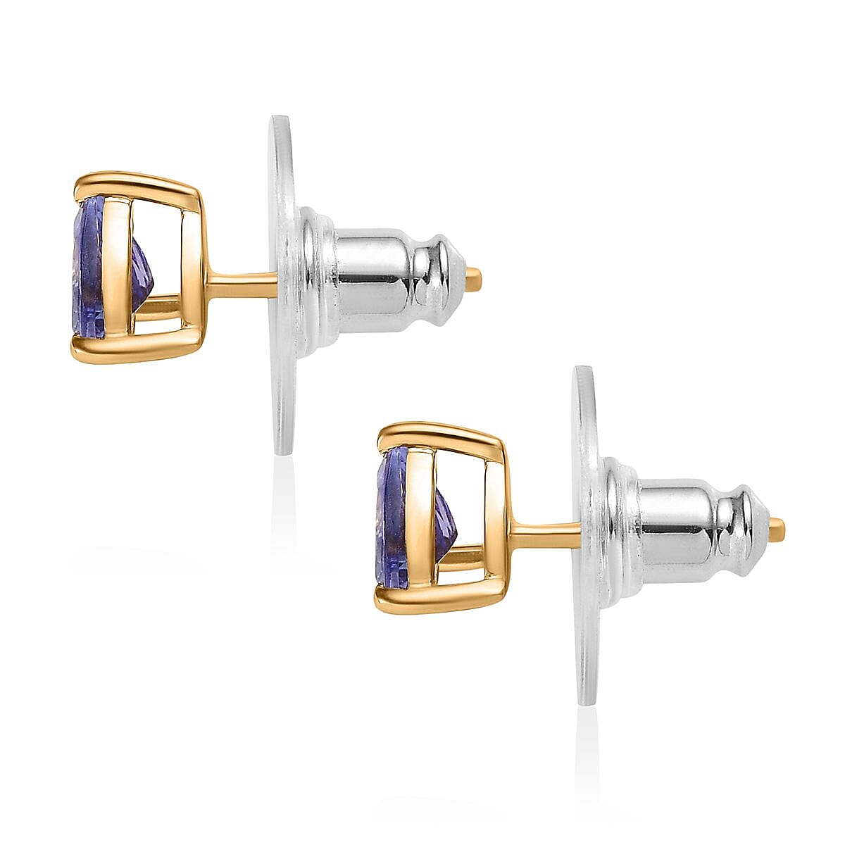 Tanzanite Solitaire Stud Earrings in Vermeil Yellow Gold Over Sterling Silver 1.40 ctw image number 3