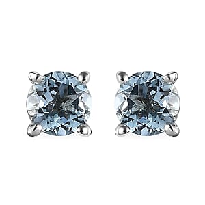 Mangoro Aquamarine Solitaire Stud Earrings in Platinum Over Sterling Silver 0.90 ctw