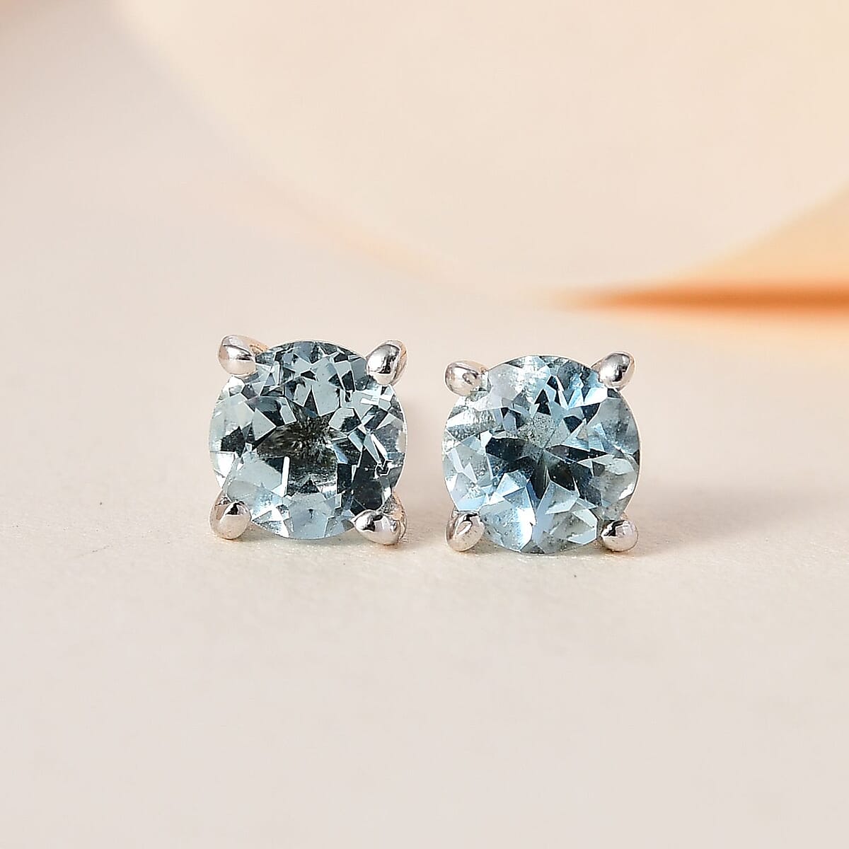Mangoro Aquamarine Solitaire Stud Earrings in Platinum Over Sterling Silver 0.90 ctw image number 1