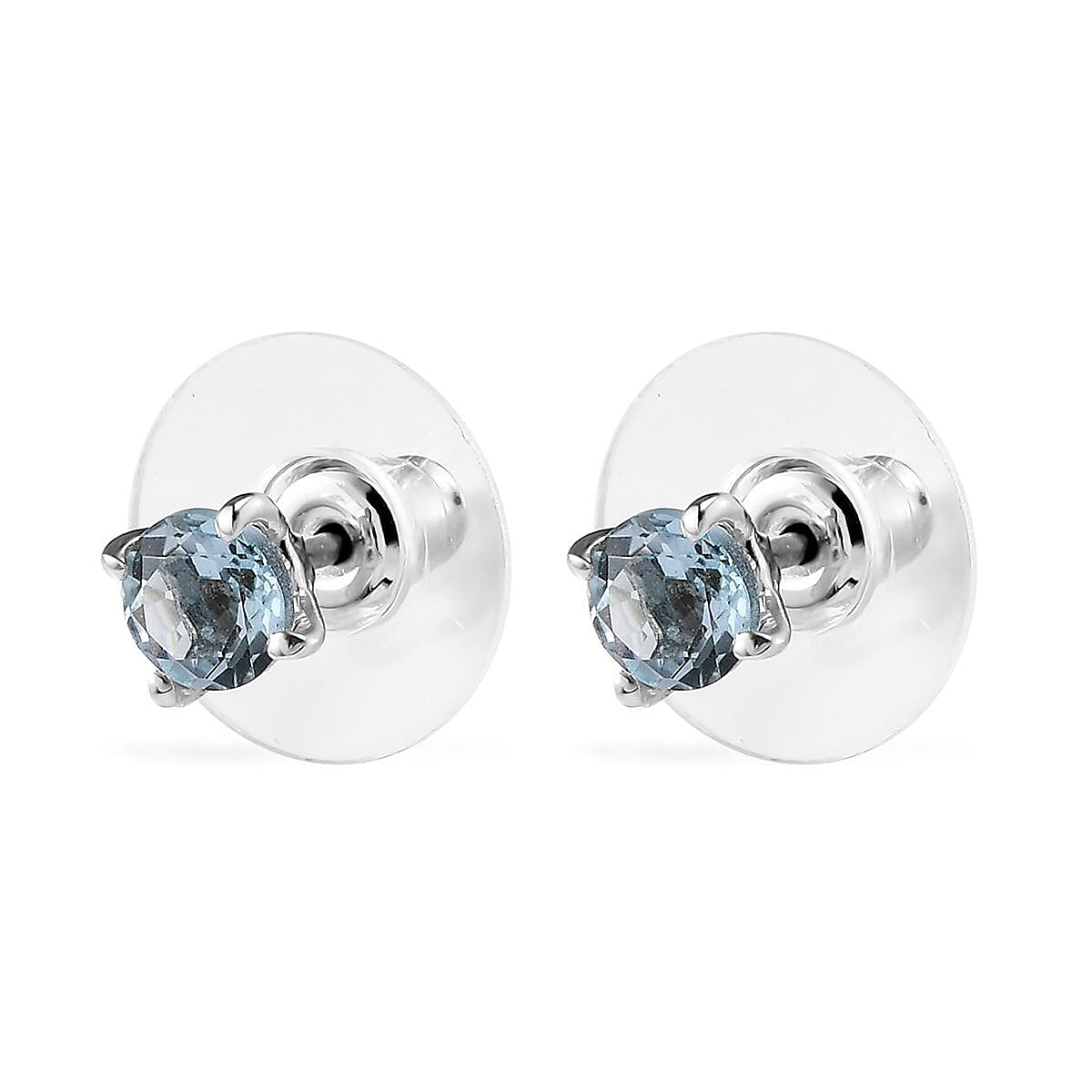 Mangoro Aquamarine Solitaire Stud Earrings in Platinum Over Sterling Silver 0.90 ctw image number 3