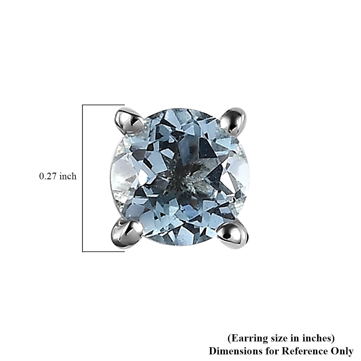 Mangoro Aquamarine Solitaire Stud Earrings in Platinum Over Sterling Silver 0.90 ctw image number 4