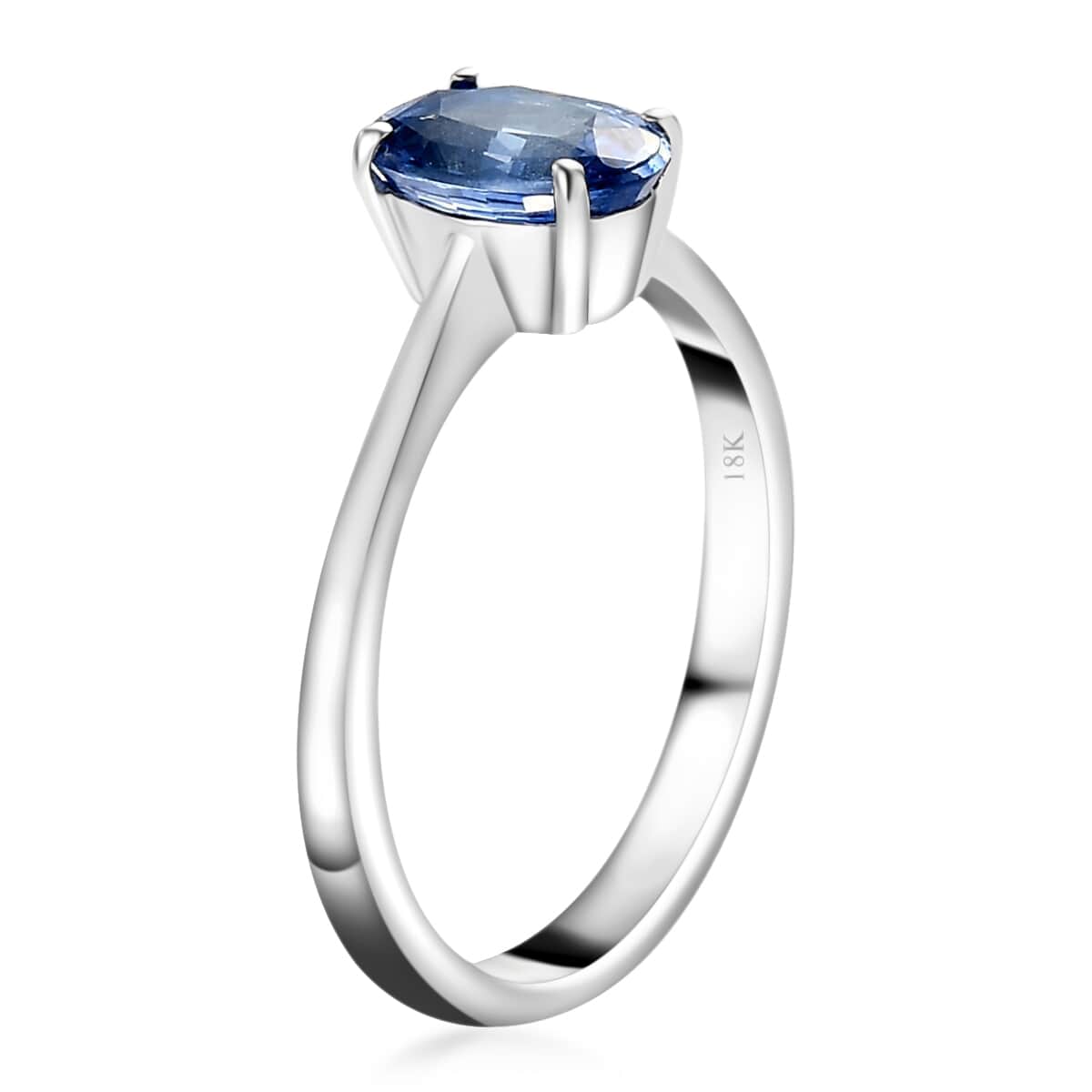 ILIANA 18K White Gold AAA Royal Ceylon Sapphire Solitaire Ring (Size 9.0) 3 Grams 1.40 ctw image number 3