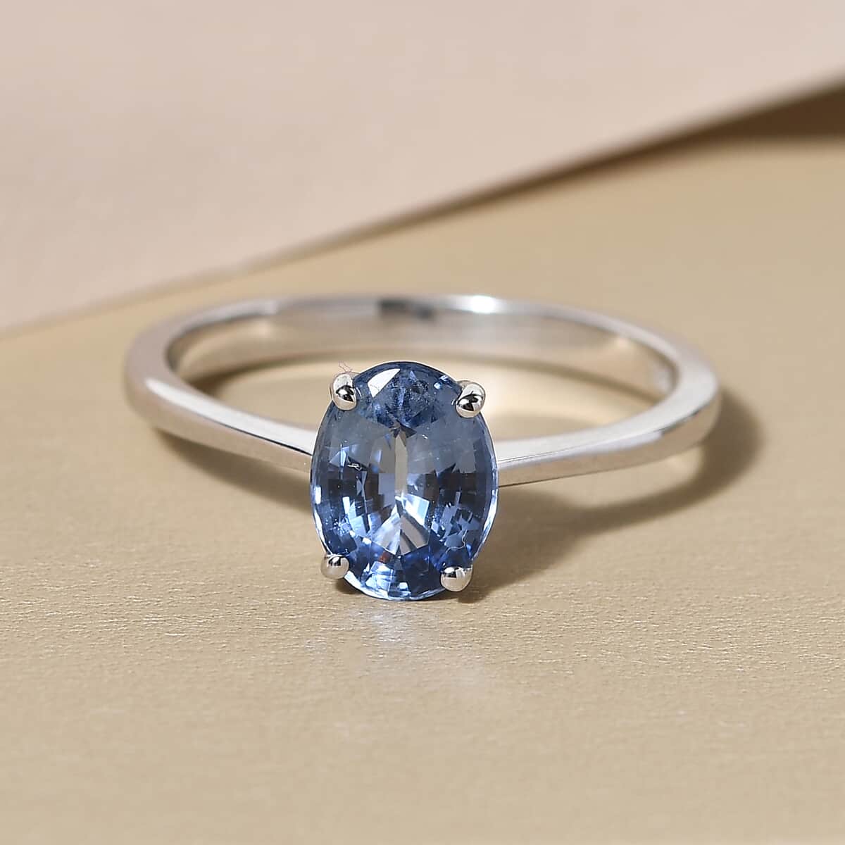 Iliana 18K White Gold AAA Royal Ceylon Sapphire Solitaire Ring (Size 9.0) 1.40 ctw image number 1