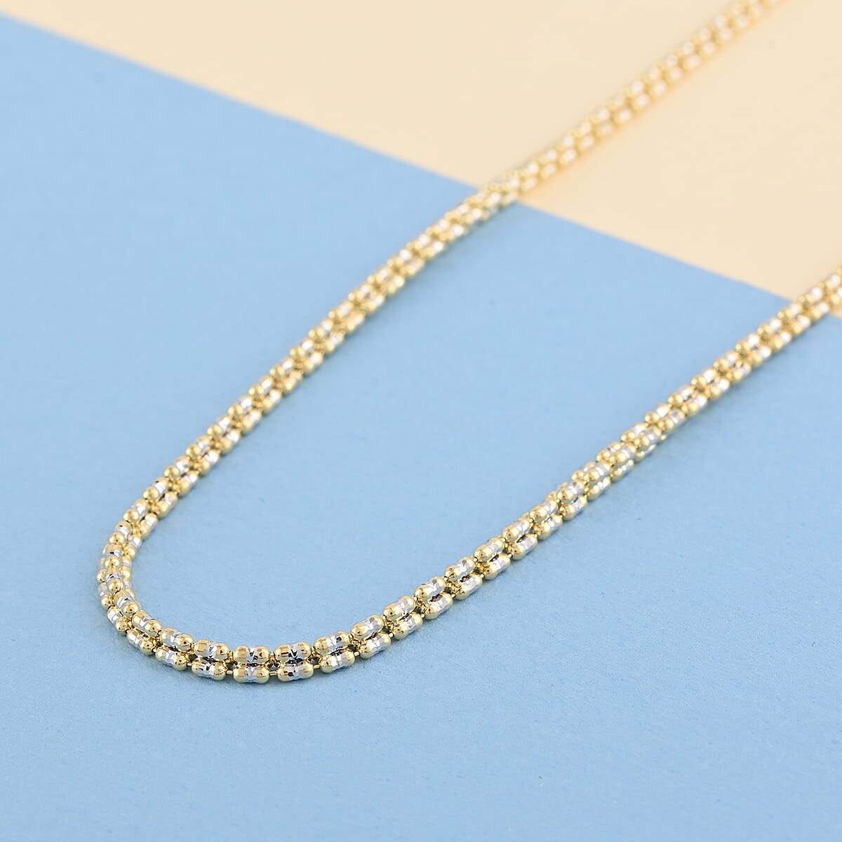 VEGAS CLOSEOUT Deal 10K Yellow and White Gold 2.5mm Two Tone Ice Necklace 18 Inches 8.90 Grams image number 1