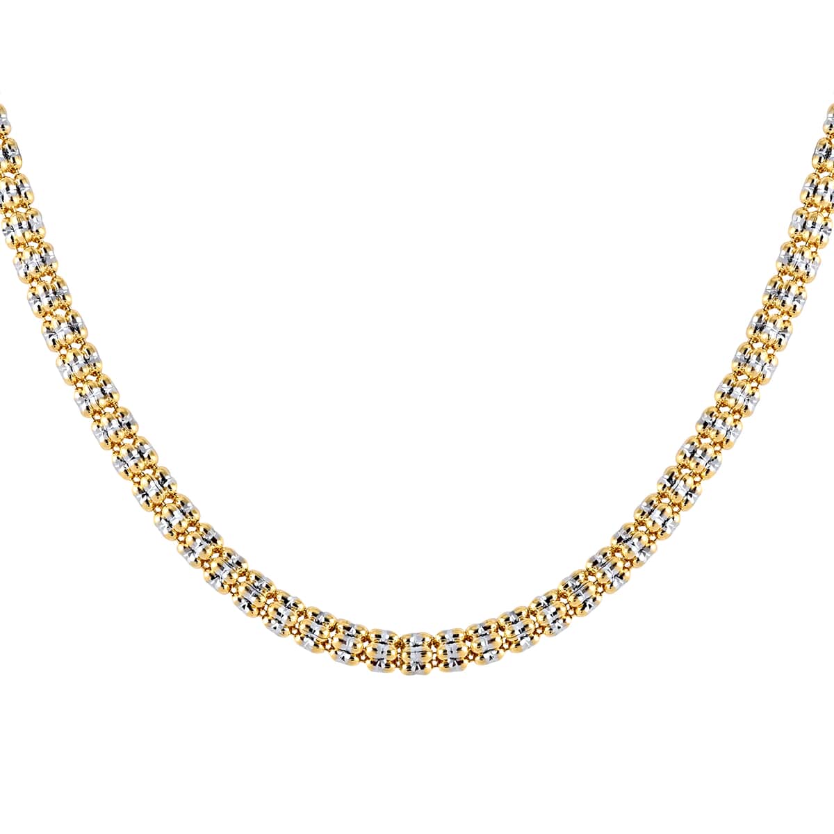 Vegas Closeout Deal 10K Yellow and White Gold 3mm Twotone Ice Necklace 22 Inches 18.80 Grams image number 0