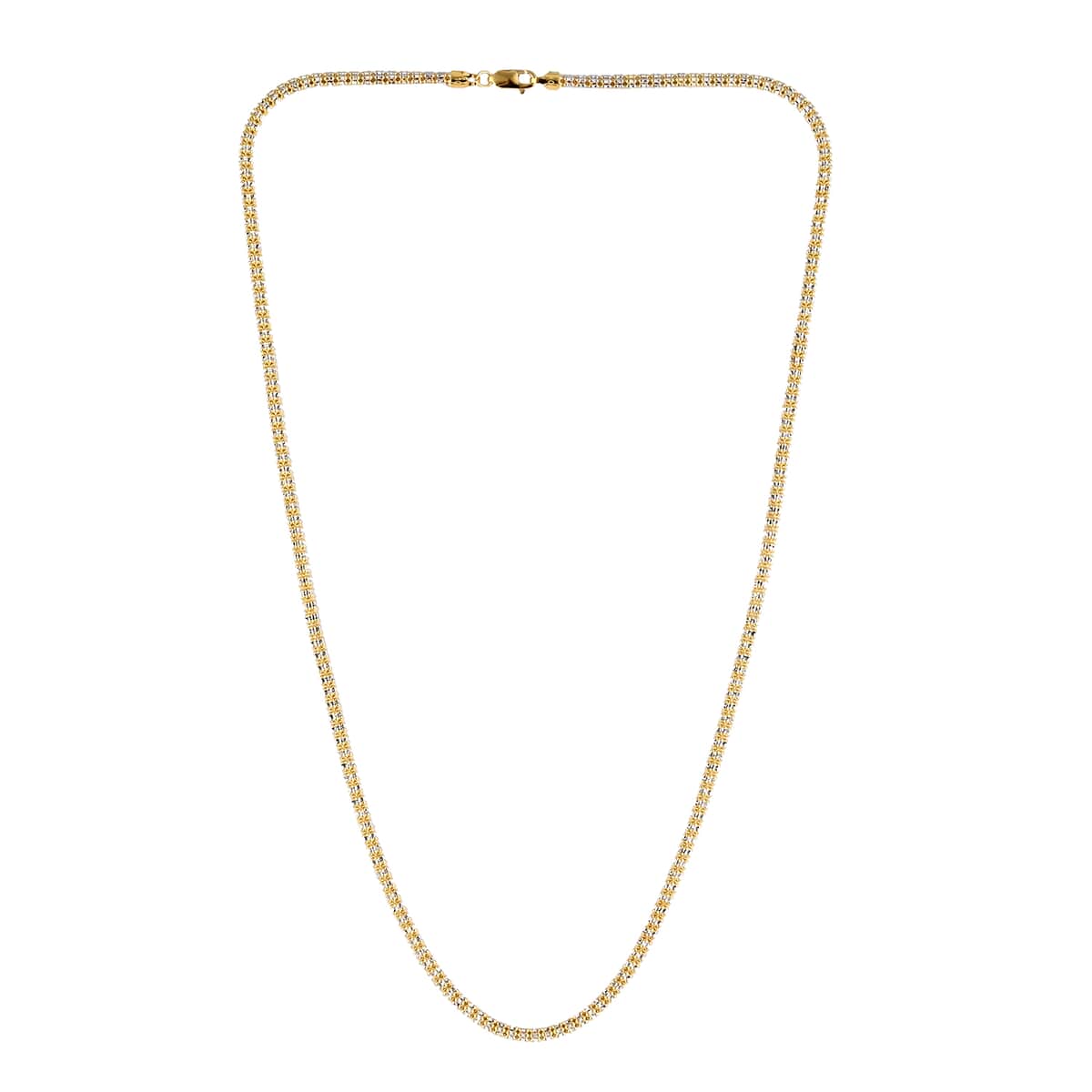 Vegas Closeout Deal 10K Yellow and White Gold 3mm Twotone Ice Necklace 22 Inches 18.80 Grams image number 3