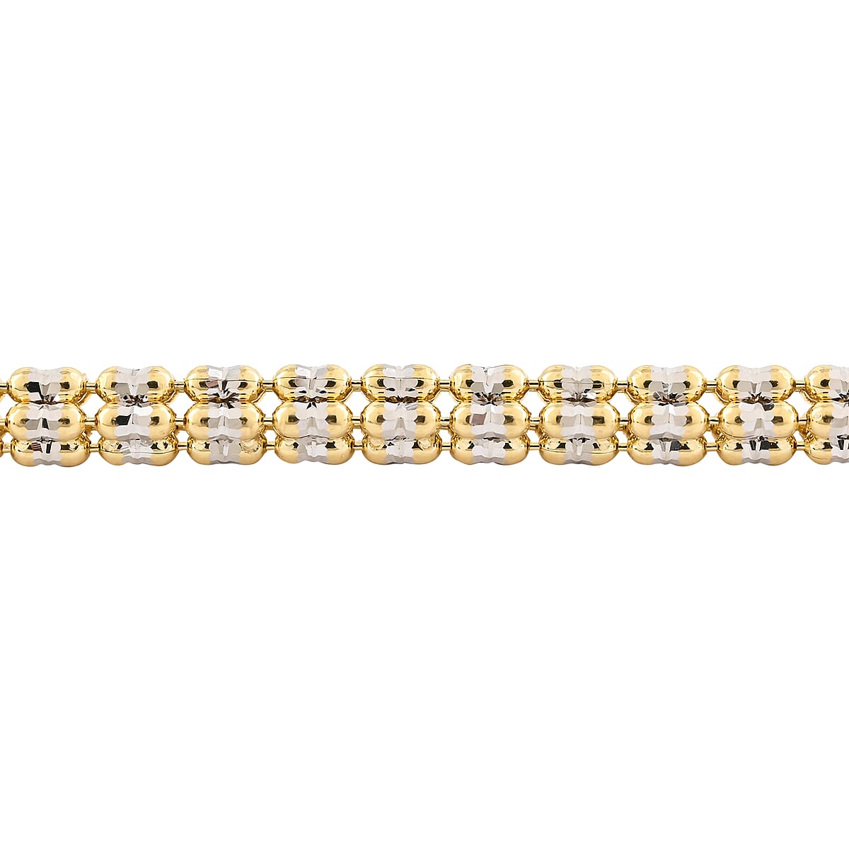 VEGAS CLOSEOUT Deal 10K Yellow and White Gold 3mm Twotone Ice Bracelet (7.50 in) 6.40 Grams image number 2