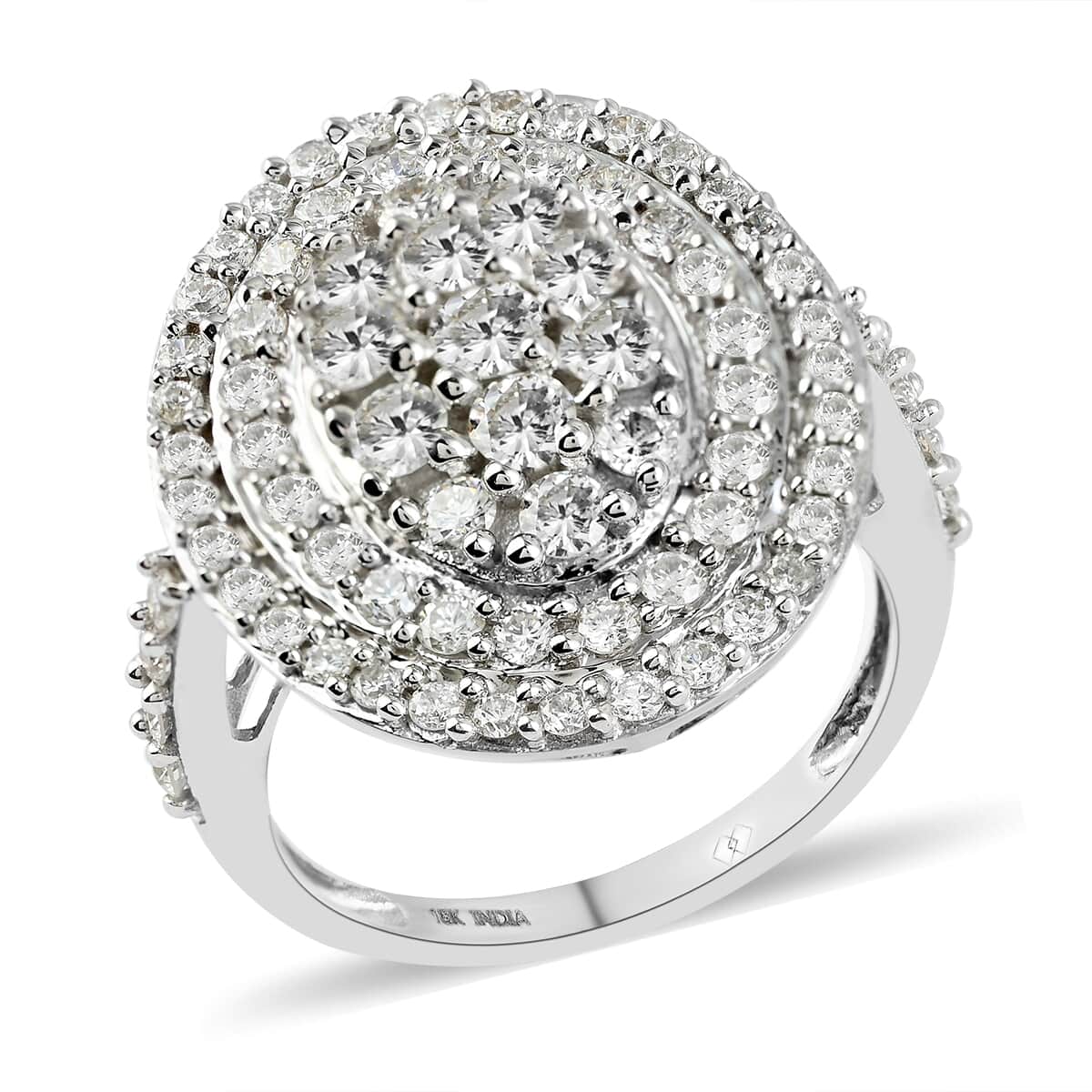 NY Closeout 18K White Gold G-H SI Diamond Cluster Ring (Size 7.0) 6.70 Grams 2.10 ctw image number 0