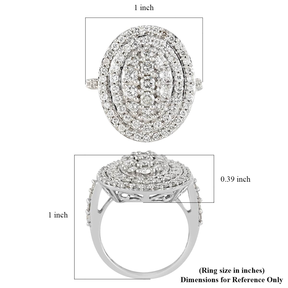 NY Closeout 18K White Gold G-H SI Diamond Cluster Ring (Size 7.0) 6.70 Grams 2.10 ctw image number 4