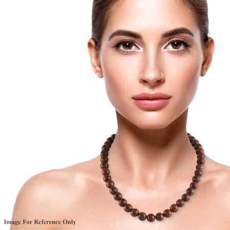 Red Jasper Beaded Necklace 18 Inches in Rhodium Over Sterling Silver 301.75 ctw image number 2