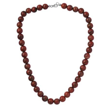 Red Jasper Beaded Necklace 18 Inches in Rhodium Over Sterling Silver 301.75 ctw image number 3