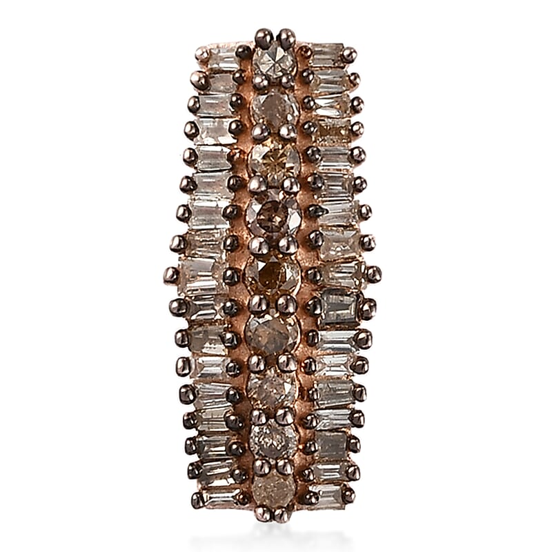 Natural Champagne Diamond Cluster Pendant in Rhodium and Vermeil Rose Gold Over Sterling Silver 0.50 ctw