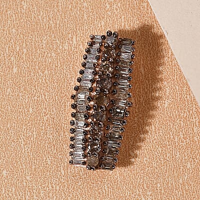 Natural Champagne Diamond Cluster Pendant in Rhodium and Vermeil Rose Gold Over Sterling Silver 0.50 ctw