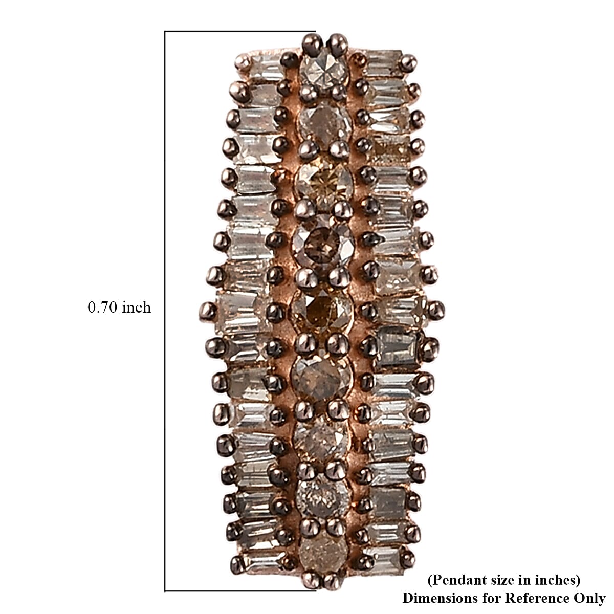 Natural Champagne Diamond Cluster Pendant in Rhodium and Vermeil Rose Gold Over Sterling Silver 0.50 ctw