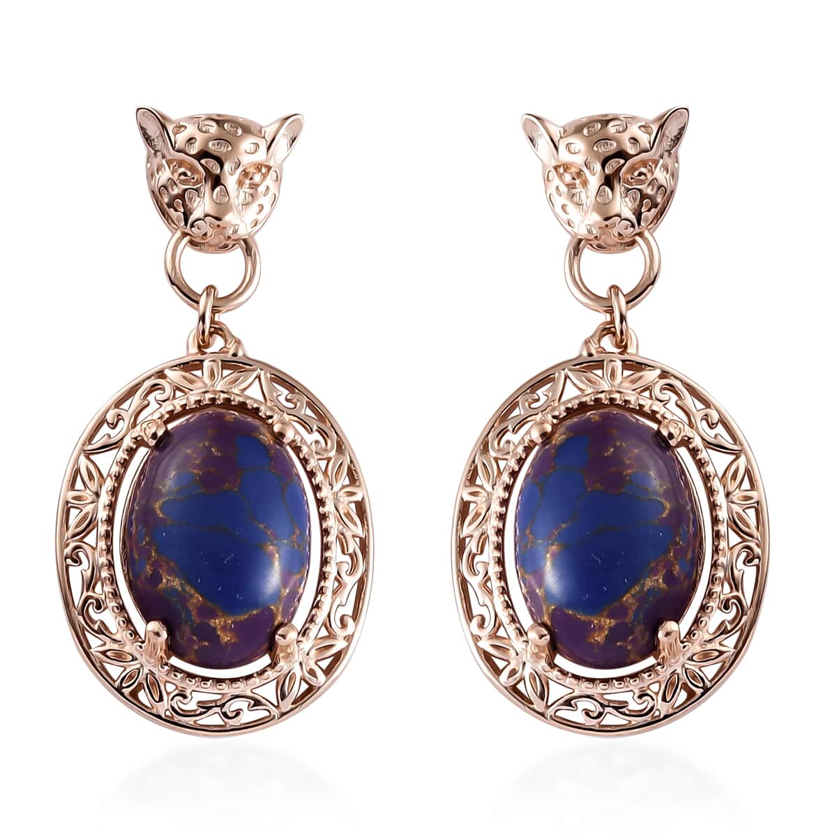 KARIS Mojave Purple Turquoise Drop Earrings in 18K RG Plated 11.00 ctw image number 0
