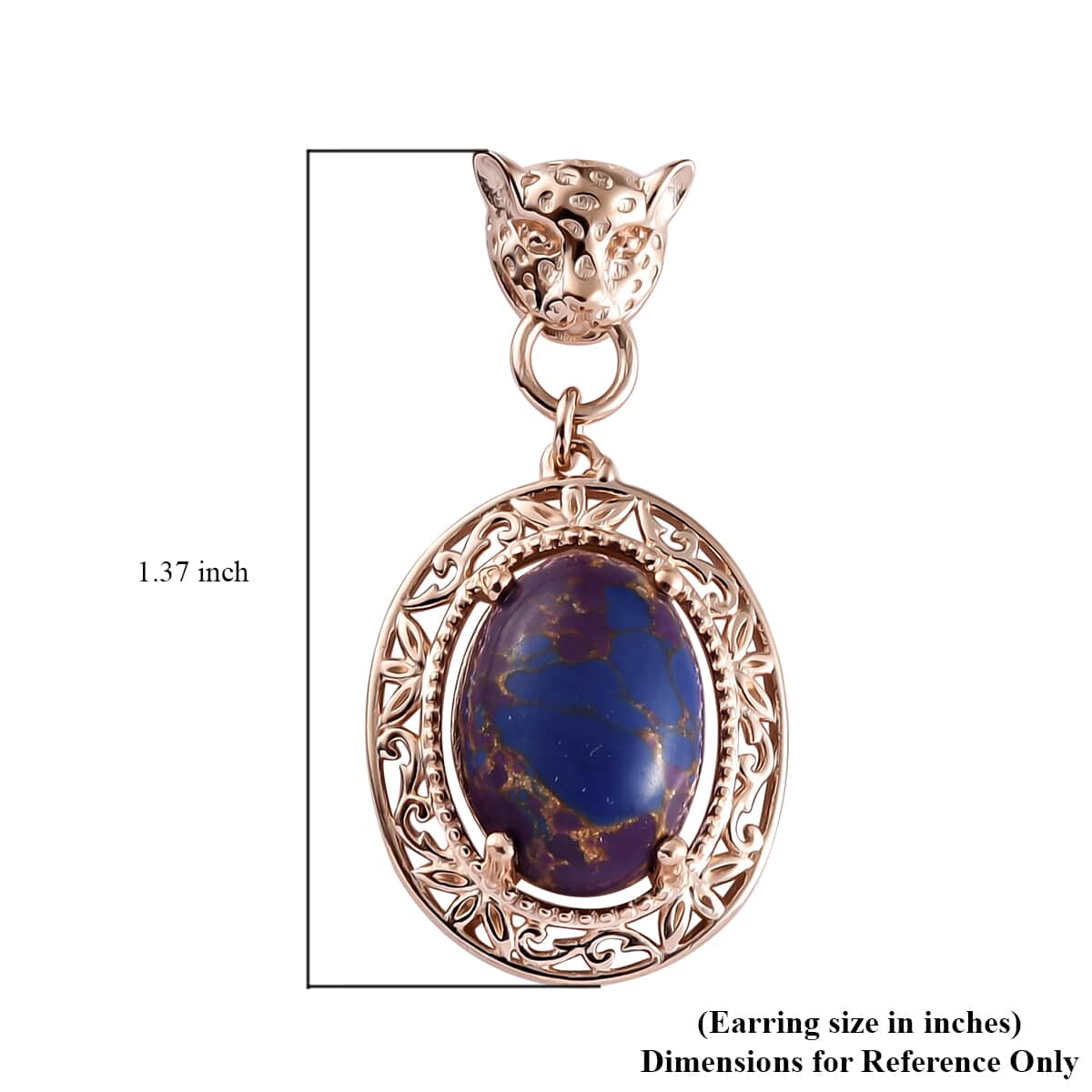 KARIS Mojave Purple Turquoise Drop Earrings in 18K RG Plated 11.00 ctw image number 4