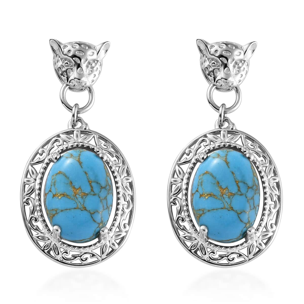 Karis Mojave Blue Turquoise Fancy Earrings in Platinum Bond 11.25 ctw image number 0
