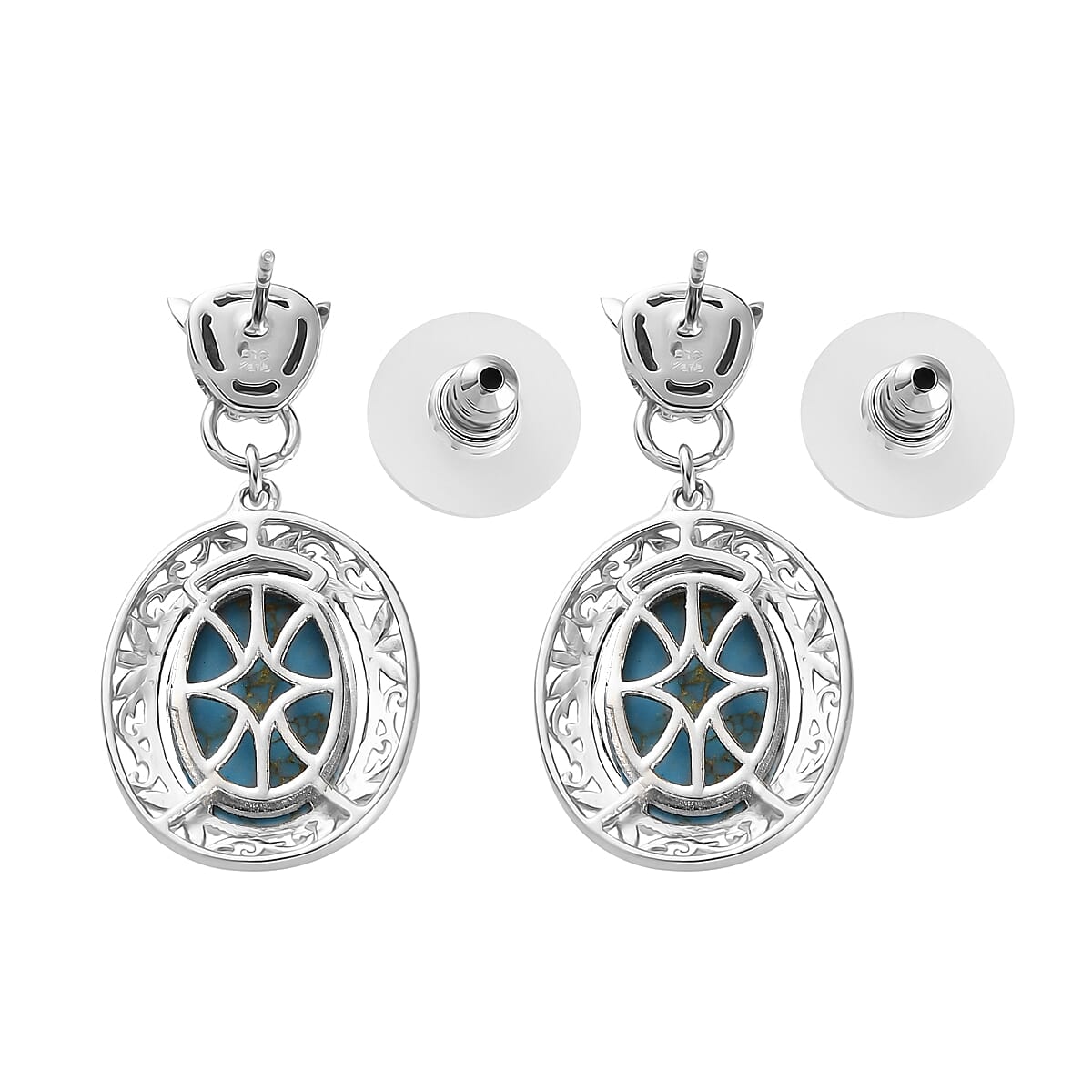 Karis Mojave Blue Turquoise Fancy Earrings in Platinum Bond 11.25 ctw